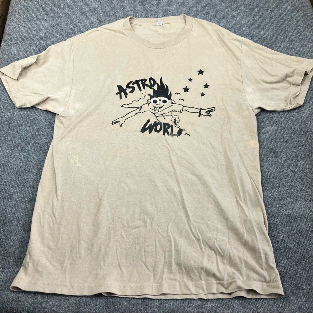 Astroworld Look Mom I Can Fly Men's T Shirt Size Medium Tan Travis Scott